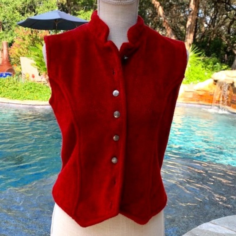 Vintage Tsunami Red Chenille Sweater Vest Medium